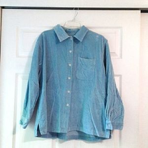 LL Bean PL Light Turquoise Oversized Corduroy Big Shirt